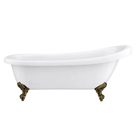 Astoria 1710 Roll Top Slipper Bath + Antique Brass Leg Set 4 Astoria 1710 Roll Top Slipper Bath + Antique Brass Leg Set - Image 2