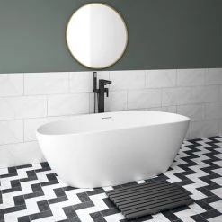 Arezzo 1650 x 690 Matt White Solid Stone Curved Double Ended Bath -Deals Freestanding Baths Store AZ165SBA detail2 460