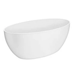 Arezzo 1600 x 855 Matt White Solid Stone Curved Single Ended Bath 8 Arezzo 1600 x 855 Matt White Solid Stone Curved Single Ended Bath -Deals Freestanding Baths Store AZ16SBA D3 460