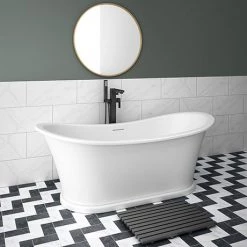 Arezzo 1690 x 750 Matt White Solid Stone Traditional Roll Top Slipper Bath