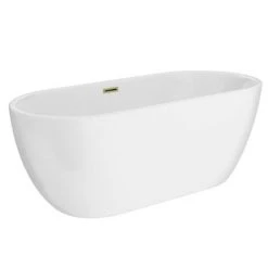 Arezzo Freestanding Modern Bath with Brushed Brass Waste -Deals Freestanding Baths Store AZFREBB DETAIL2 460