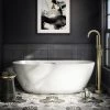Arezzo Freestanding Modern Bath with Brushed Brass Waste 2 Arezzo Freestanding Modern Bath with Brushed Brass Waste -Deals Freestanding Baths Store AZFREBB prod