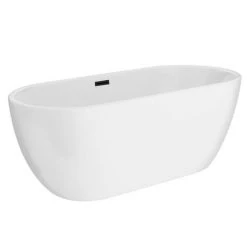 Arezzo Freestanding Modern Bath with Matt Black Waste -Deals Freestanding Baths Store AZFREMB DETAIL2 460