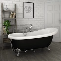Astoria Black 1710 Roll Top Slipper Bath w. Ball + Claw Leg Set