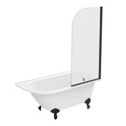 Appleby 1550 Roll Top Shower Bath with Matt Black Screen + Leg Set -Deals Freestanding Baths Store BKA15BS nd4 460