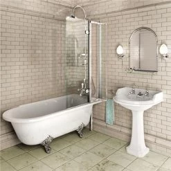 Burlington Hampton RH 1700 x 750mm Showering Bath + Legs -Deals Freestanding Baths Store BUR HAMP RH D1 375 1
