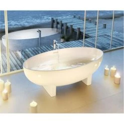 Clearwater - Lacrima Natural Stone Bath Hand Polished White - 1690 x 800mm - N12 -Deals Freestanding Baths Store CLR LACRIMA VERY LARGE ALT2 375