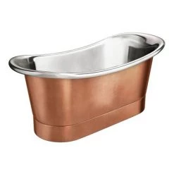 Trafalgar Copper 1700 x 710mm Double Ended Slipper Roll Top Bath Tub (Nickel Inside) -Deals Freestanding Baths Store COPD317 d2 460