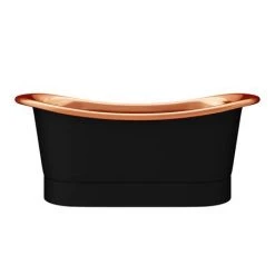 Trafalgar Matt Black 1700 x 710mm Double Ended Slipper Roll Top Bath Tub (Copper Inside) -Deals Freestanding Baths Store COPD417 n d4 460