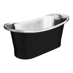 Trafalgar Matt Black 1700 x 710mm Double Ended Slipper Roll Top Bath Tub (Nickel Inside) -Deals Freestanding Baths Store COPD517 n d3 460
