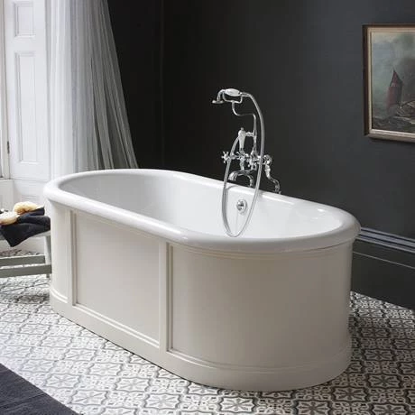 Burlington London 1800mm Bath with Curved Surround & Waste - Sand 4 Burlington London 1800mm Bath with Curved Surround & Waste - Sand - Image 2