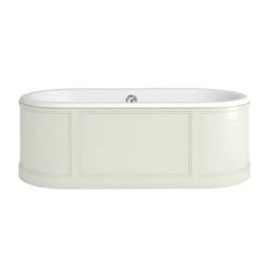 Burlington London 1800mm Bath with Curved Surround & Waste - Sand