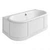 Burlington London 1800mm Back to Wall Bath with Curved Surround & Waste - Matt White -Deals Freestanding Baths Store E23W P