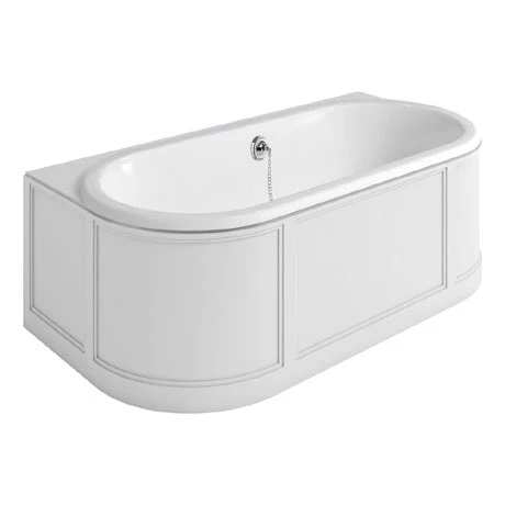 Burlington London 1800mm Back to Wall Bath with Curved Surround & Waste - Matt White 3 Burlington London 1800mm Back to Wall Bath with Curved Surround & Waste - Matt White