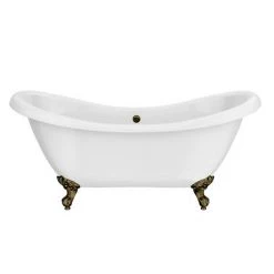 Earl 1750 Double Ended Roll Top Slipper Bath + Antique Brass Leg Set -Deals Freestanding Baths Store EARL1750AB detail05 460
