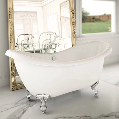 Earl 1750 Double Ended Roll Top Slipper Bath + Chrome Leg Set 3 Earl 1750 Double Ended Roll Top Slipper Bath + Chrome Leg Set