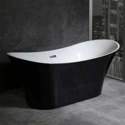Nova Black Sparkle 1750 Modern Double Ended Slipper Bath 10 Nova Black Sparkle 1750 Modern Double Ended Slipper Bath -Deals Freestanding Baths Store FB60 BLK d3 460