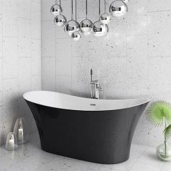 Nova Black Sparkle 1750 Modern Double Ended Slipper Bath