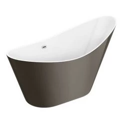 Nova Titanium Silver 1570 Modern Small Free Standing Slipper Bath -Deals Freestanding Baths Store FB62TSIL d4 460