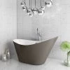 Nova Titanium Silver 1570 Modern Small Free Standing Slipper Bath -Deals Freestanding Baths Store FB62TSIL np
