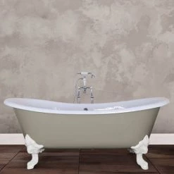 Hurlingham Belvoir 0TH Cast Iron Roll Top Bath (1840x780mm) with White Feet -Deals Freestanding Baths Store HUR034 036 d2 460