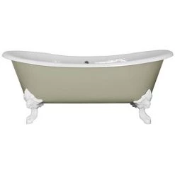 Hurlingham Belvoir 0TH Cast Iron Roll Top Bath (1840x780mm) with White Feet