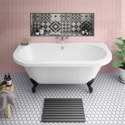 Admiral 1685 Back To Wall Roll Top Bath + Matt Black Leg Set