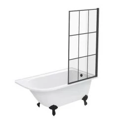 Appleby 1550 Roll Top Shower Bath with Matt Black Grid Screen + Leg Set 11 Appleby 1550 Roll Top Shower Bath with Matt Black Grid Screen + Leg Set -Deals Freestanding Baths Store MBAP15BS n d1 460