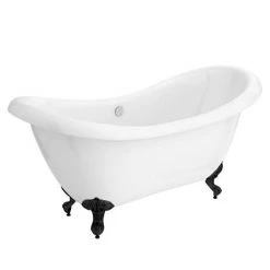Earl 1750 Double Ended Roll Top Slipper Bath + Matt Black Leg Set -Deals Freestanding Baths Store MBEARL1750B n d2 460