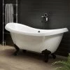Earl 1750 Double Ended Roll Top Slipper Bath + Matt Black Leg Set -Deals Freestanding Baths Store MBEARL1750B n p