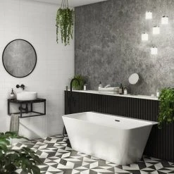 Mileto Square Back to Wall Modern Bath (1500 x 760mm) -Deals Freestanding Baths Store MBTW15W detail04 460