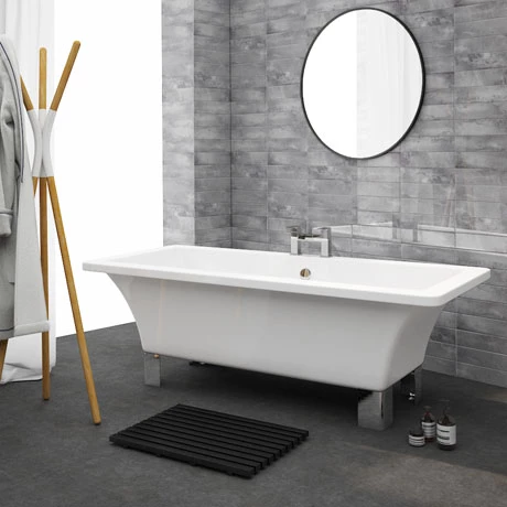 Milan 1520 Square Modern Roll Top Bath with Legs 3 Milan 1520 Square Modern Roll Top Bath with Legs