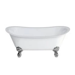 Clearwater Battello 1690 x 800mm ClearStone Gloss White Bath + Classic Chrome Feet -Deals Freestanding Baths Store N10 L3C n detail2 460