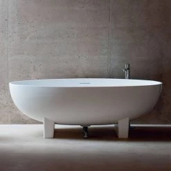 Clearwater - Lacrima Natural Stone Bath Hand Polished White - 1690 x 800mm - N12