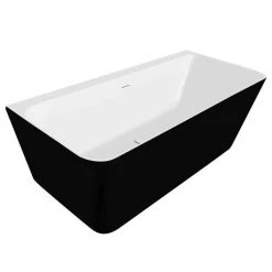 Orion Matt Black Back To Wall Modern Square Bath (1700 x 740mm) -Deals Freestanding Baths Store ORI17BLK NW D4 460