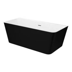 Orion Matt Black Back To Wall Modern Square Bath (1700 x 740mm) -Deals Freestanding Baths Store ORI17BLK NW D5 460