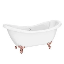 Earl 1750 Double Ended Roll Top Slipper Bath + Rose Gold Leg Set