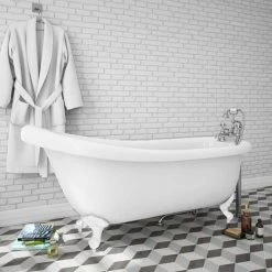 Oxford 1710 Roll Top Slipper Bath + White Leg Set 10 Oxford 1710 Roll Top Slipper Bath + White Leg Set -Deals Freestanding Baths Store WHTOX1710B nd3 460